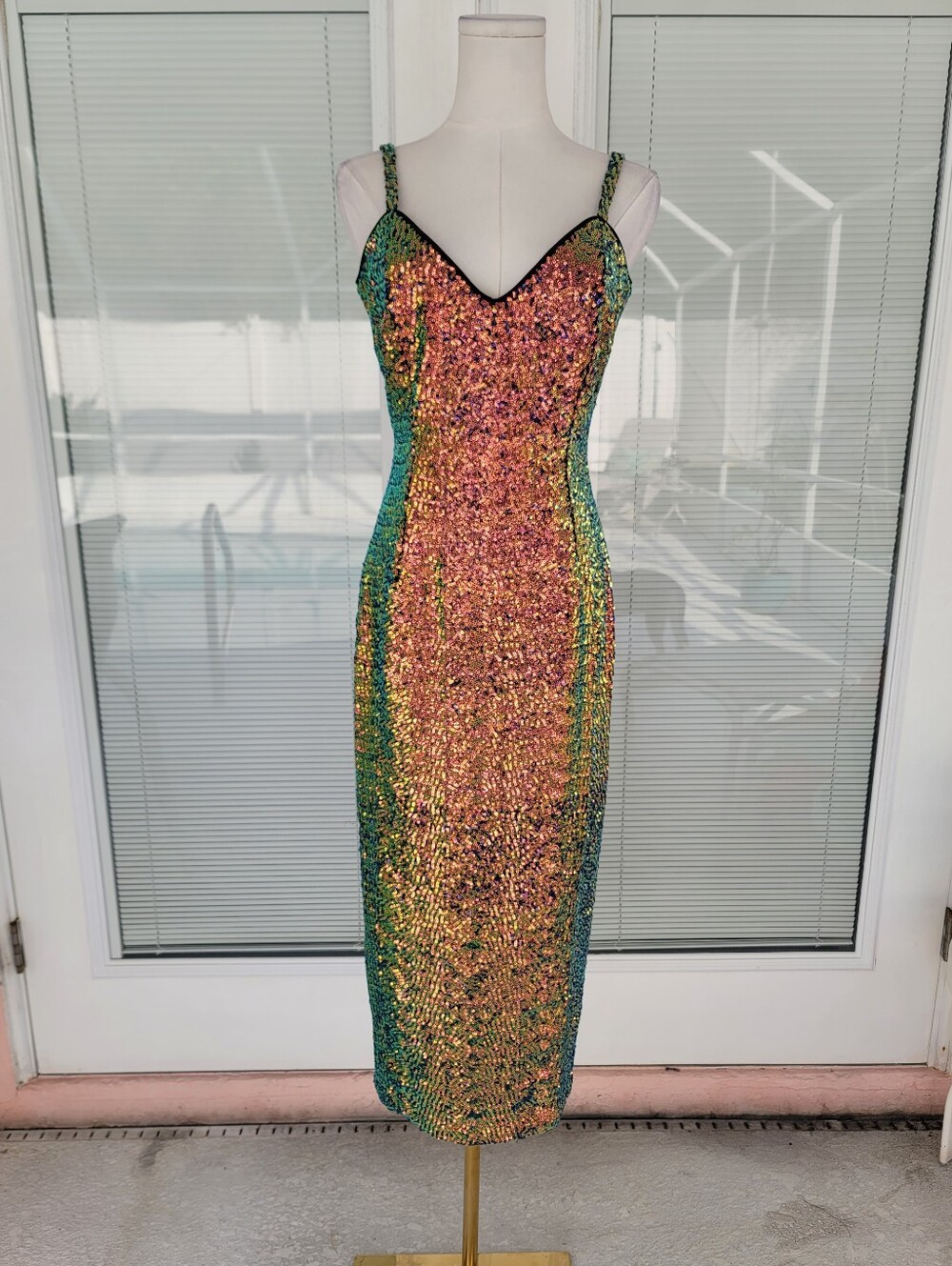 Vixen By Micheline Pitt Glitz And Glamour Wiggle Dress In Scarab Sequins NWT